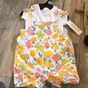 NWT carters floral/fruit Baby Romper with White Top3/6m